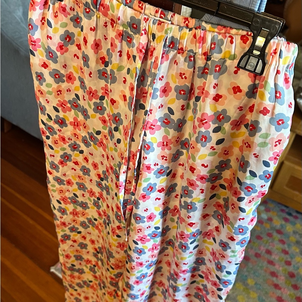 Light Blue Ribbed Tank with Floral Lounge Pants Set sz S - Picture 3 of 6